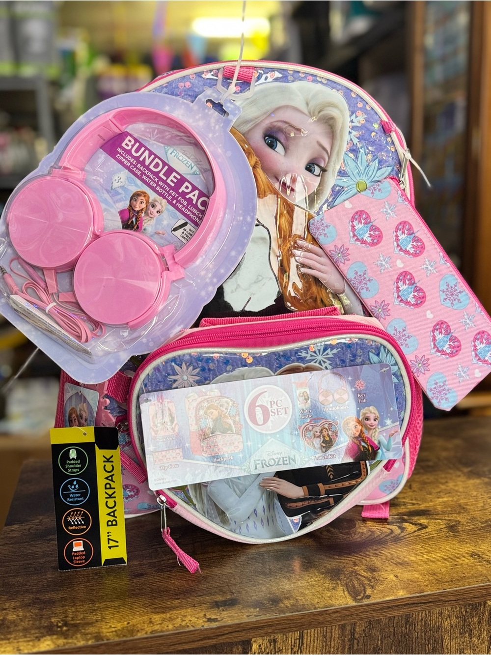 Disney Frozen Pink Kids Backpack & Accessory Bundle with Headphones